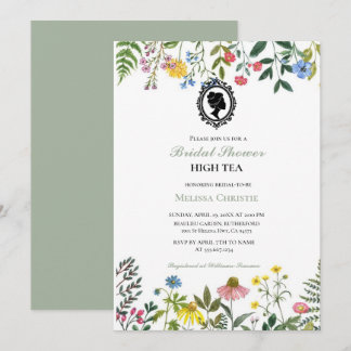Invitación fiesta de té en el jardín, hermoso y suave pastel