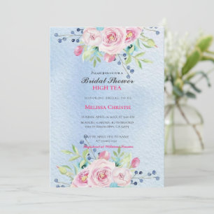 Invitación fiesta de té en el jardín, hermoso y suave pastel