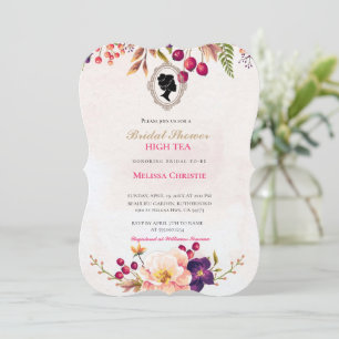 Invitación fiesta de té en el jardín, hermoso y suave pastel