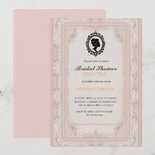 Invitación fiesta de té en el jardín, hermoso y suave pastel