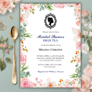 Invitación fiesta de té en el jardín, hermoso y suave pastel