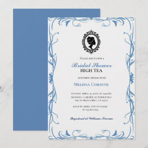 Invitación fiesta de té en el jardín, hermoso y suave pastel