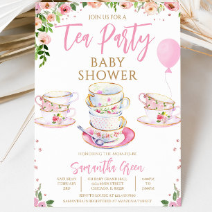 Invitación Fiesta de té en el jardín para niñas, baby shower