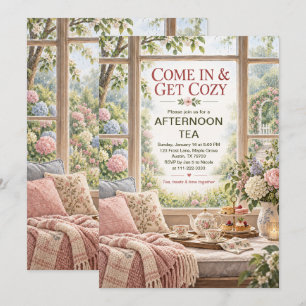 Invitación Fiesta de té en el jardín por la tarde acogedor