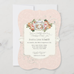 Invitación Fiesta de té Fiesta de cumpleaños acuarela Rosas e