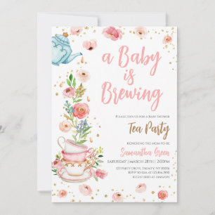 Invitación Fiesta de té floral Baby Shower