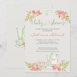 Invitación Fiesta de té floral Baby Shower