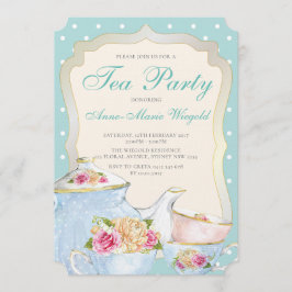 Invitación Fiesta de Té Floral de Lujo Lunares