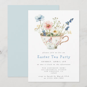 Invitación Fiesta de té floral de Pascua