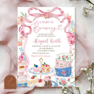 Invitación Fiesta de té floral de primavera victoriana para b