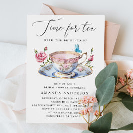 Invitación Fiesta de té floral ducha de novia con mariposa