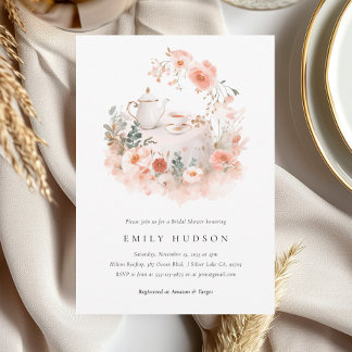 Invitación Fiesta de té floral elegante ducha de novia