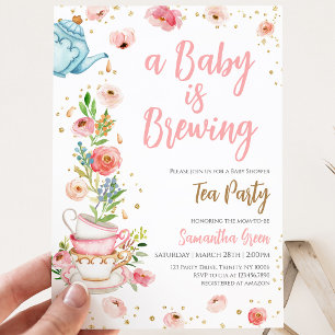 Invitación Fiesta de té floral para baby shower