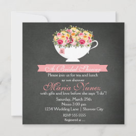 Invitación Fiesta de té floral para la ducha de la novia rúst