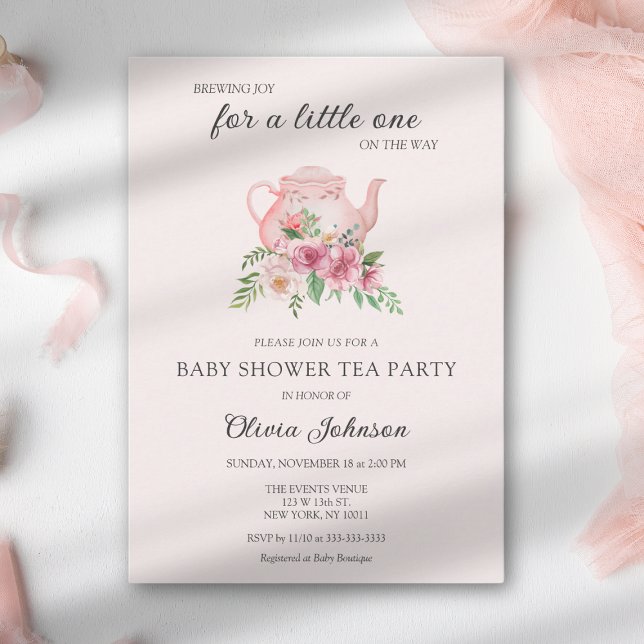 Invitación Fiesta De Té Floral Rosa Baby Shower Pronto Será M (Subido por el creador)