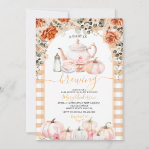 Invitación Fiesta de té floral rosado para otoño Baby Shower