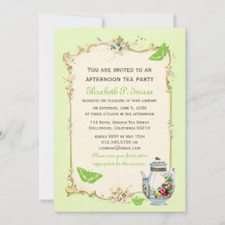 Invitación Fiesta de té francés de época verde