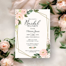Invitación Fiesta de Té Geométrico Bridal Floral Gold de Rubo