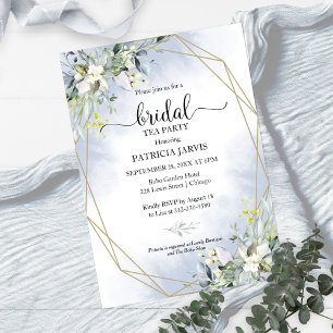 Invitación Fiesta de té geométrico de novia con vegetación de