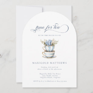 Invitación Fiesta de té granmillenaria con taza de té floral
