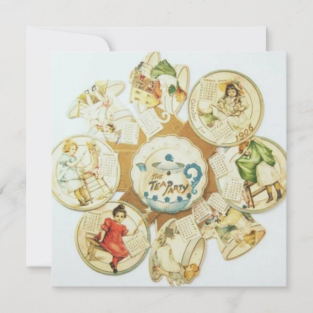 Invitación Fiesta de té infantil de época (Anverso)