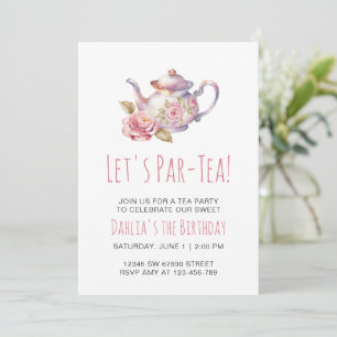 Invitación Fiesta de té moderno cumpleaños Princesa Tea Fiest