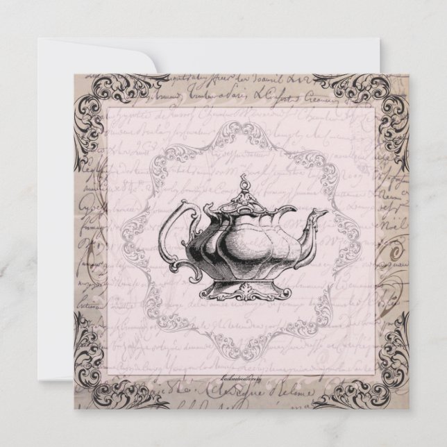 Invitación Fiesta de té nostálgico de tetera en China (Anverso)