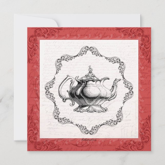Invitación Fiesta de té nostálgico de tetera en China (Anverso)