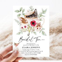 Invitación Fiesta de té nupcial, animales y duchas de novias