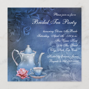 Invitación Fiesta de té nupcial azul