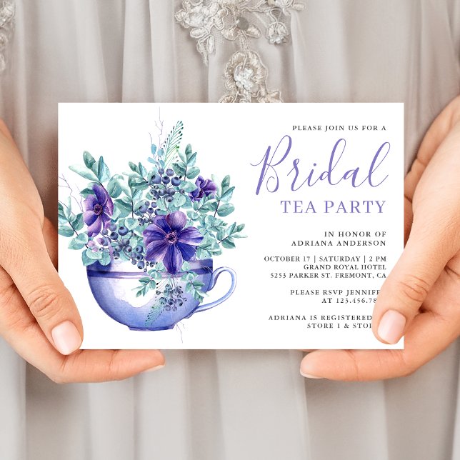 Invitación Fiesta de té nupcial con acuarelas rústicas de ane (Subido por el creador)