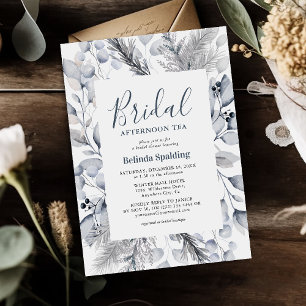 Invitación Fiesta de té nupcial con follaje botánico invernal