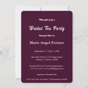 Invitación Fiesta de té nupcial con guión de color burdeos ci