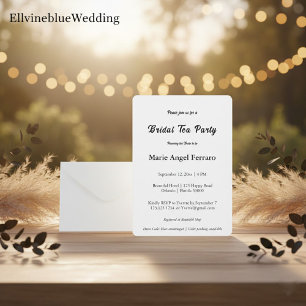 Invitación Fiesta de té nupcial con tipografía elegante minim