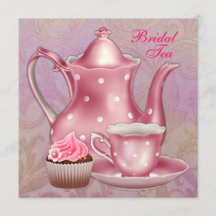 Invitación Fiesta de té nupcial de damasco rosa dorado
