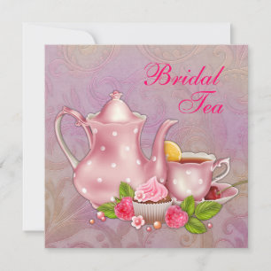 Invitación Fiesta de té nupcial de damasco rosa dorado