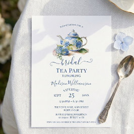 Invitación Fiesta de té nupcial de Hortensias Azules