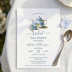 Invitación Fiesta de té nupcial de Hortensias Azules