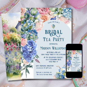Invitación Fiesta de té nupcial de Hortensias Azules