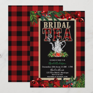 Invitación Fiesta de té nupcial de Navidad Cuadro de búfalo r