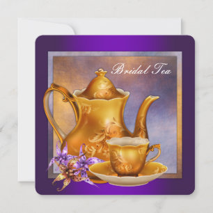 Invitación Fiesta de té nupcial de púrpura y oro