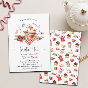 Invitación Fiesta de té nupcial flores regadera nupcial