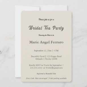 Invitación Fiesta de té nupcial minimalista en cálido tono ne