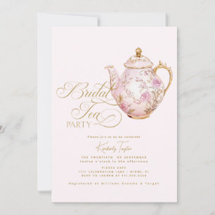 Invitación Fiesta de Té Nupcial Rosa Chinoisería Despedida de