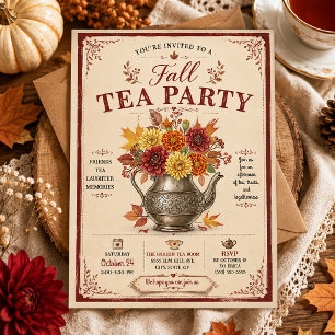 Invitación Fiesta de té otoñal rústica vintage