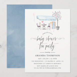 Invitación Fiesta de té para baby shower con acuarela de Parí