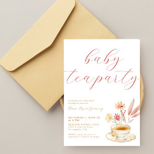 Invitación Fiesta de té para bebé Elegante guión Ducha de niñ