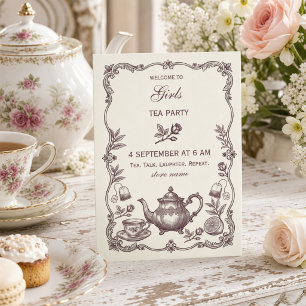 Invitación Fiesta de té para chicas vintage