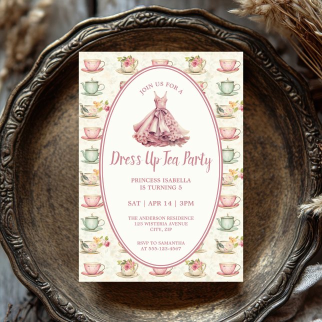 Invitación Fiesta de té para disfrazarse de princesa Floral r (Subido por el creador)