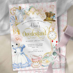 Invitación Fiesta de té para el odio de Alicia<br><div class="desc">La fiesta de té de odio de Alice's Onederland hizo una invitación. Alicia en Chicas con temática de tierra maravillosa invitaciones para fiestas de primer cumpleaños con ilustraciones de fiesta floral y de té con acuarela rosa.</div>